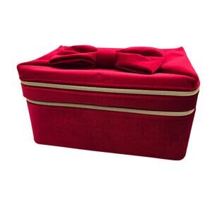 Estee Lauder Train Case - Red Velvet with Bow on Top